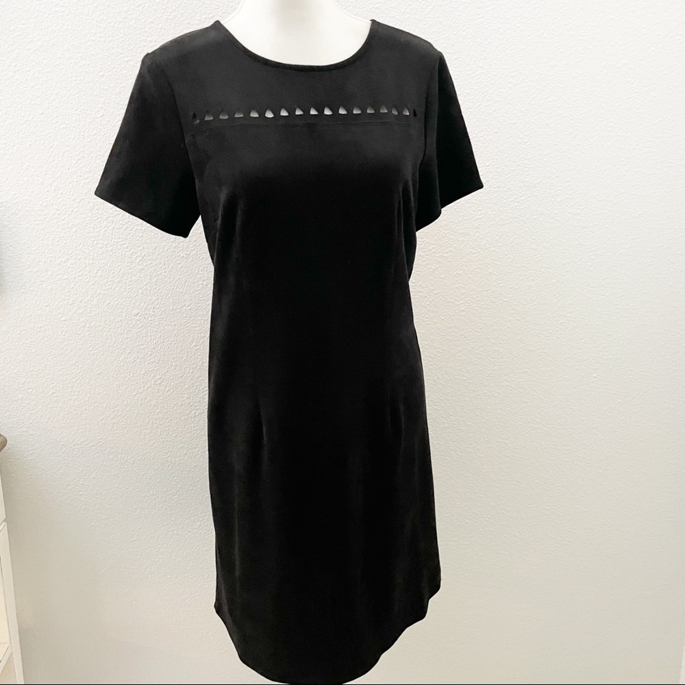 Altar’d State faux suede Lazer cut black dress Med